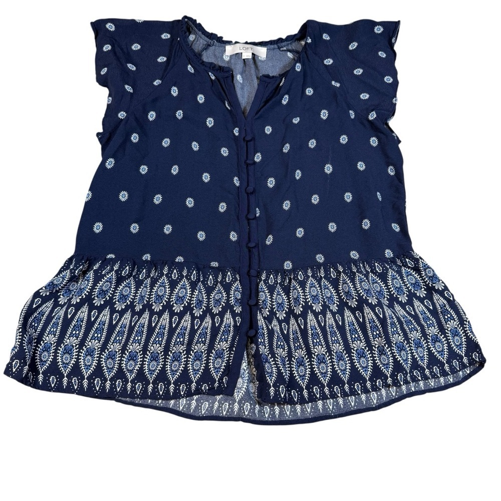 LOFT Womens Paisley Print Blouse Size S Blue Sleeveless